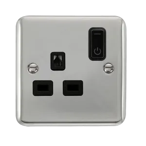 Click Deco Plus DPCH30535BK Ingot 13A 1G RF Smart Socket - Polished Chrome (Black)
