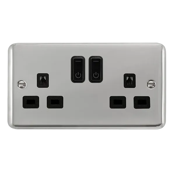 Click Deco Plus DPCH30536BK Ingot 13A 2G RF Smart Socket - Polished Chrome (Black)