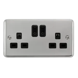 Click Deco Plus DPCH30536BK Ingot 13A 2G RF Smart Socket - Polished Chrome (Black)