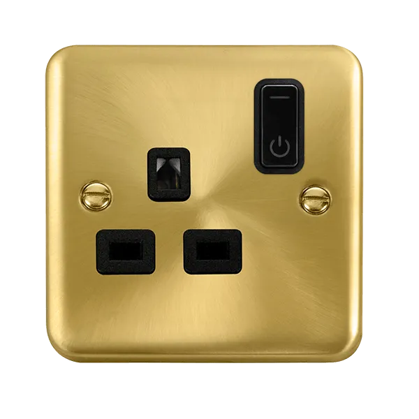 Click Deco Plus DPSB30535BK Ingot 13A 1G RF Smart Socket - Satin Brass (Black)