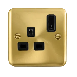 Click Deco Plus DPSB30535BK Ingot 13A 1G RF Smart Socket - Satin Brass (Black)