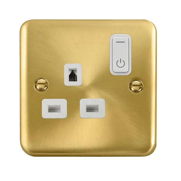 Click Deco Plus DPSB30535WH Ingot 13A 1G RF Smart Socket - Satin Brass (White)