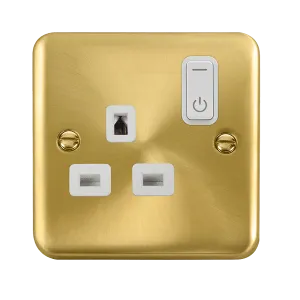 Click Deco Plus DPSB30535WH Ingot 13A 1G RF Smart Socket - Satin Brass (White)