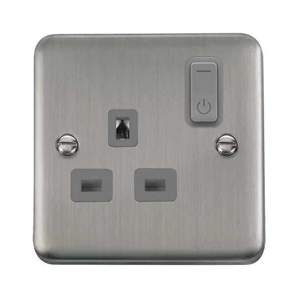 Click Deco Plus DPSS30535GY Ingot 13A 1G RF Smart Socket - Stainless Steel (Grey)