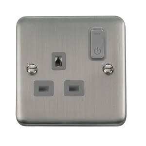 Click Deco Plus DPSS30535GY Ingot 13A 1G RF Smart Socket - Stainless Steel (Grey)