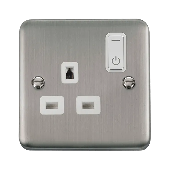Click Deco Plus DPSS30535WH Ingot 13A 1G RF Smart Socket - Stainless Steel (White)