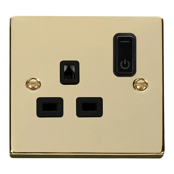 Click Deco VPBR30535BK Victorian Ingot 13A 1G RF Smart Socket - Polished Brass (Black)