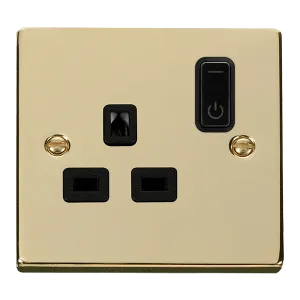 Click Deco VPBR30535BK Victorian Ingot 13A 1G RF Smart Socket - Polished Brass (Black)