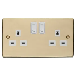 Click Deco VPBR30536WH Victorian Ingot 13A 2G RF Smart Socket - Polished Brass (White)