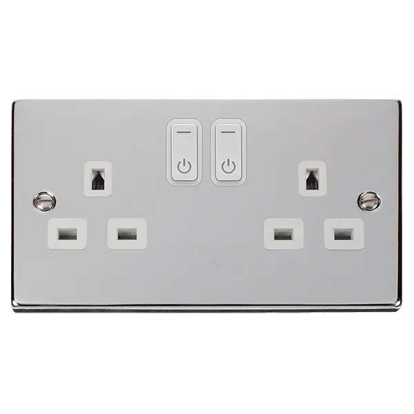Click Deco VPCH30536WH Victorian Ingot 13A 2G RF Smart Socket - Polished Chrome (White)