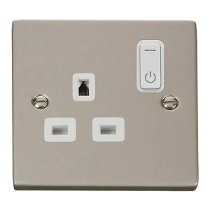 Click Deco VPPN30535WH Victorian Ingot 13A 1G RF Smart Socket - Pearl Nickel (White)