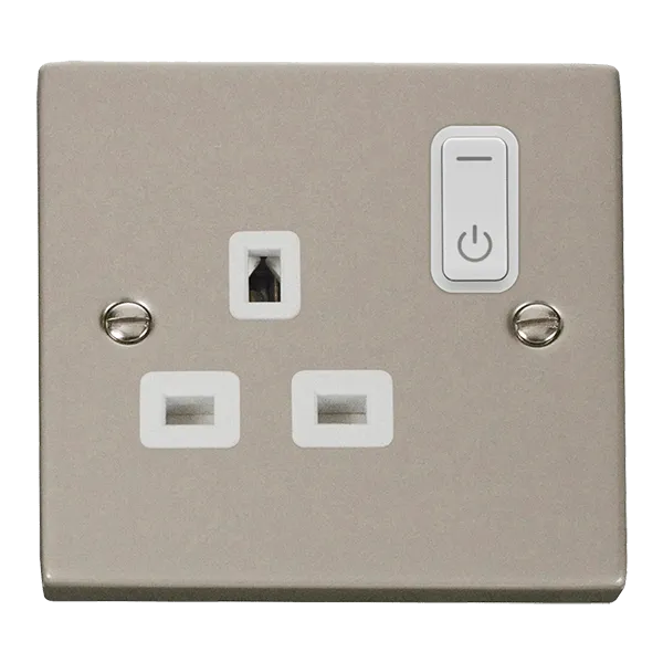Click Deco VPPN30535WH Victorian Ingot 13A 1G RF Smart Socket - Pearl Nickel (White)