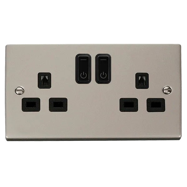 Click Deco VPPN30536BK Victorian Ingot 13A 2G RF Smart Socket - Pearl Nickel (Black)