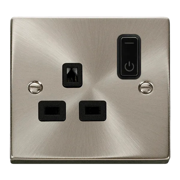 Click Deco VPSC30535BK Victorian Ingot 13A 1G RF Smart Socket - Satin Chrome (Black)