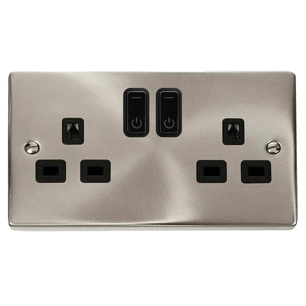 Click Deco VPSC30536BK Victorian Ingot 13A 2G RF Smart Socket - Satin Chrome (Black)