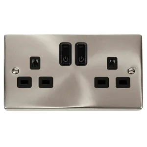 Click Deco VPSC30536BK Victorian Ingot 13A 2G RF Smart Socket - Satin Chrome (Black)