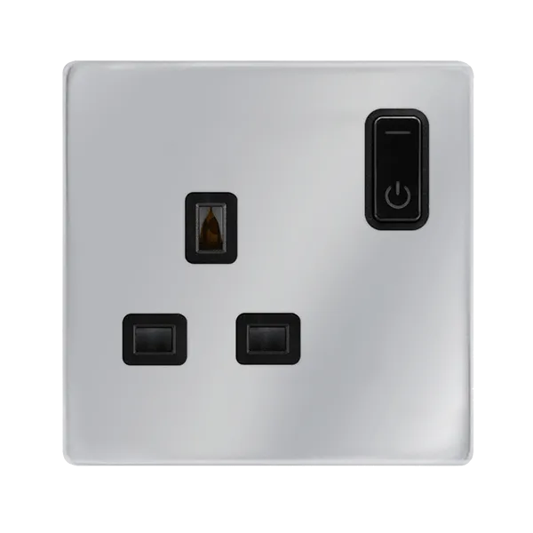 Click Definity Complete SFCH30035BK 13A 1G RF Smart Socket - Polished Chrome - Black Insert