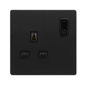 Click Definity Complete SFMB30035BK 13A 1G RF Smart Socket - Metal Black - Black Insert
