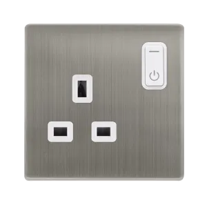 Click Definity Complete SFSS30035PW 13A 1G RF Smart Socket - Stainless Steel - Polar White Insert