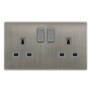Click Definity Complete SFSS30036GY 13A 2G RF Smart Socket - Stainless Steel - Grey Insert