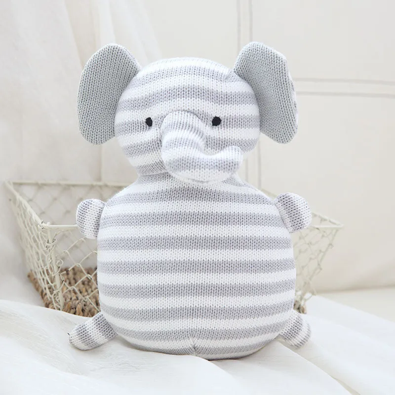 Cotton Knitted Wool Animal Doll Super Cute Baby Pacified Plush Toys Bear  (built-in bell)