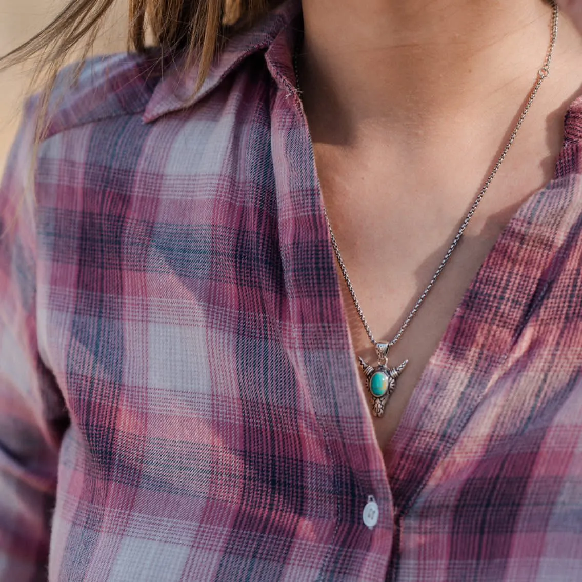 Cow Skull Turquoise Necklace