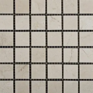 Crema Marfil Marble 1 X 1 Polished Mosaic Tile on Mesh - Lot of 50 sq. ft.