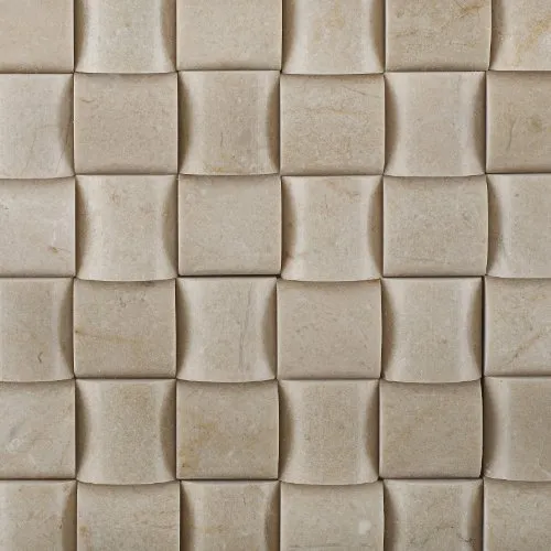 Crema Marfil Marble Polished 3D Small Bread Mosaic Tile - 6" X 6" Sample