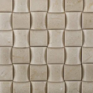 Crema Marfil Marble Polished 3D Small Bread Mosaic Tile - 6" X 6" Sample