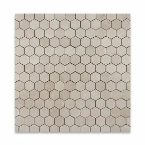 Crema Marfil Marble TUMBLED 2" Hexagon Mosaic Tile