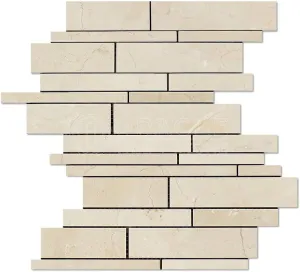 Crema Marfil Spanish Marble Random Strip Mosaic Tile, Polished