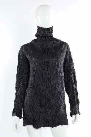 Crinkle Pleat Turtleneck Top