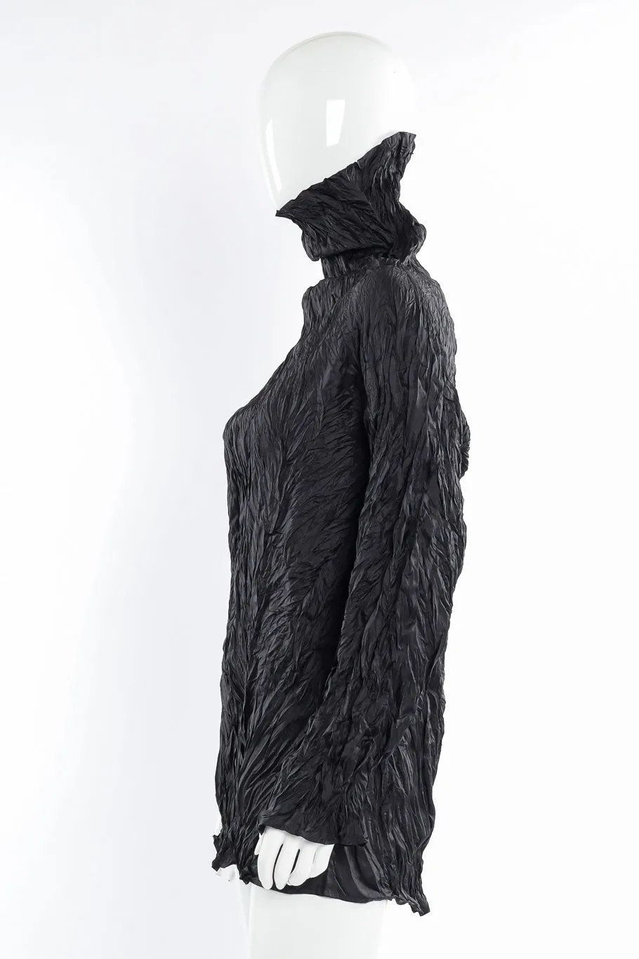 Crinkle Pleat Turtleneck Top