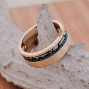 Crushed Elk Ivory, Green Malachite, & Brushed Metal