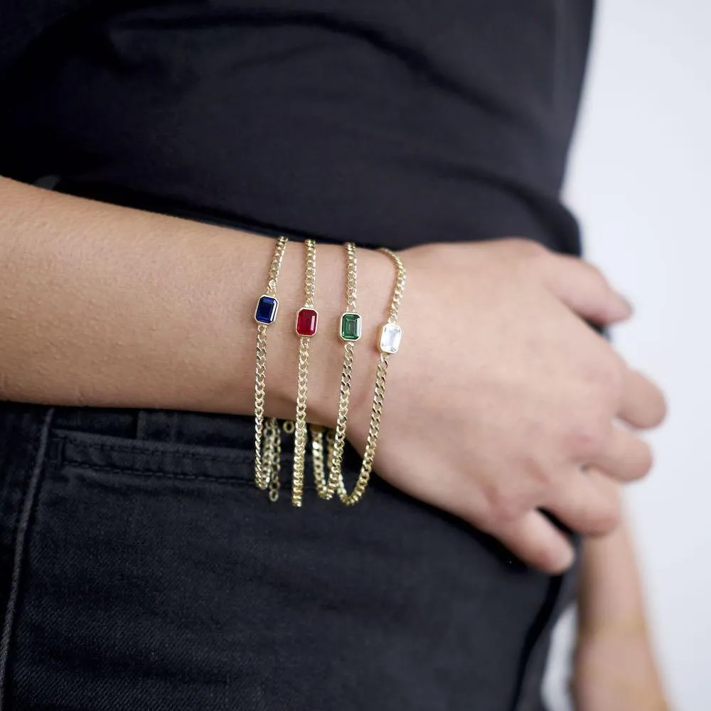 Curb Chain Bracelet with Baguette Stone