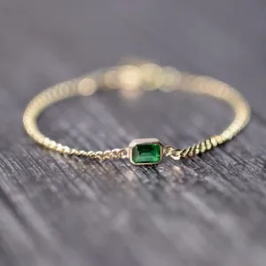 Curb Chain Bracelet with Baguette Stone
