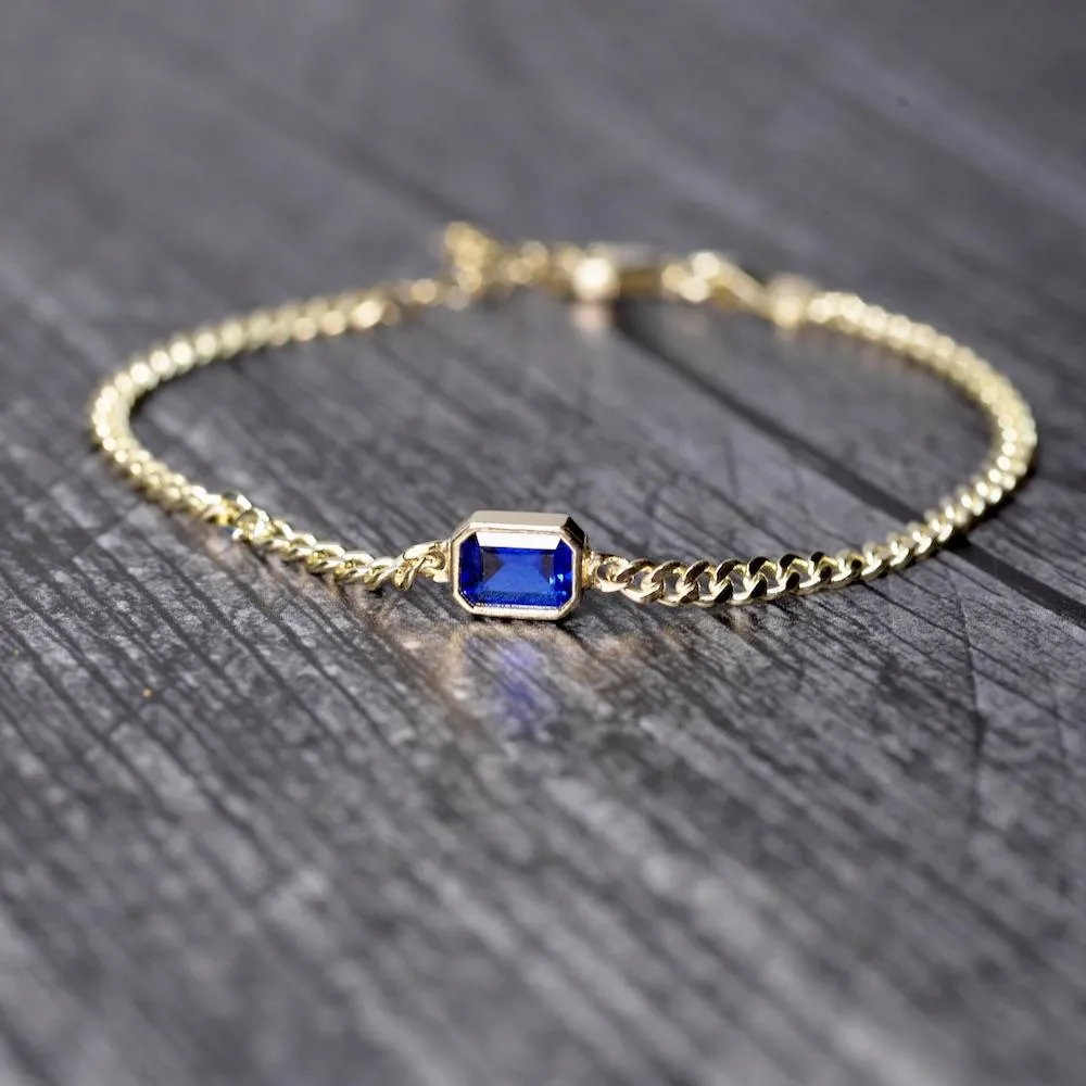 Curb Chain Bracelet with Baguette Stone