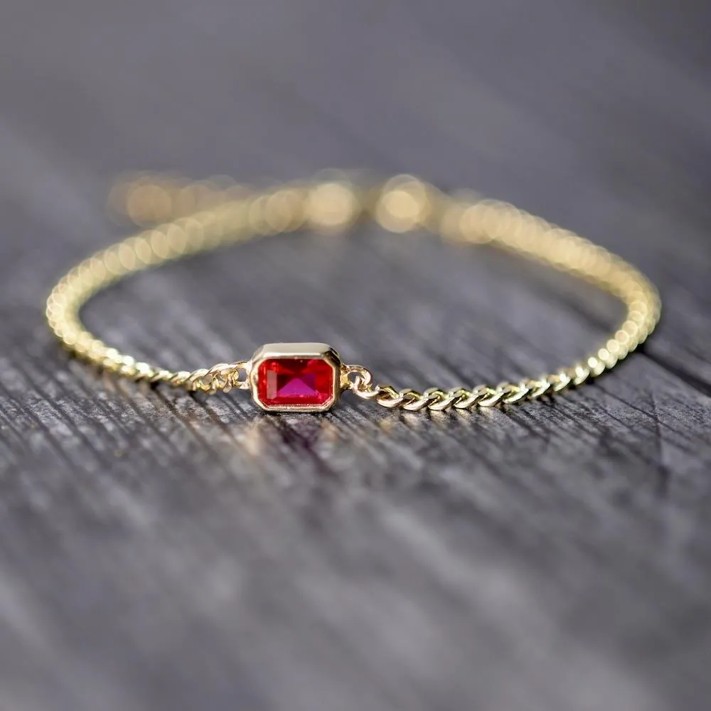 Curb Chain Bracelet with Baguette Stone