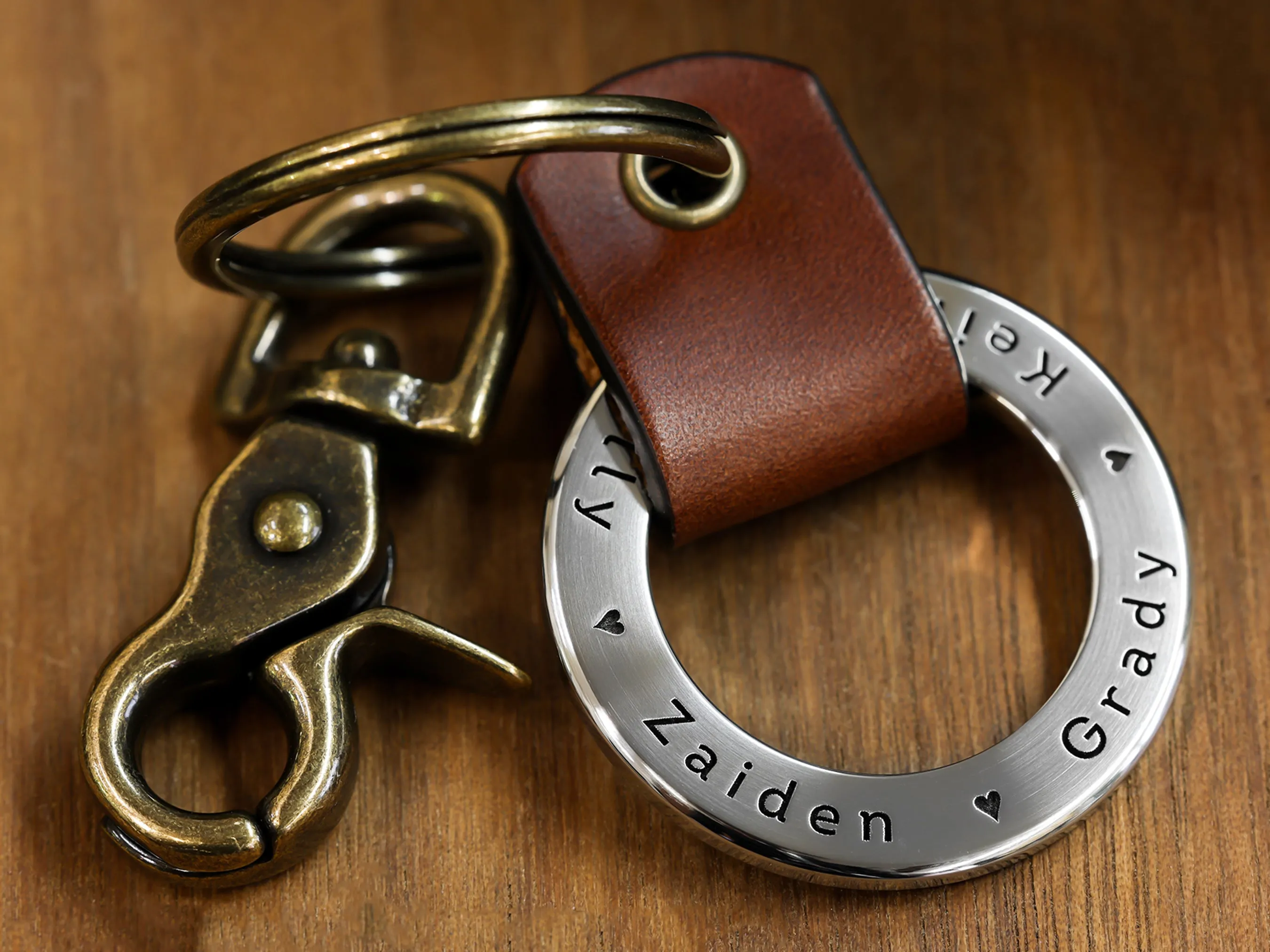 Custom Coordinates Leather Key Chain Ring