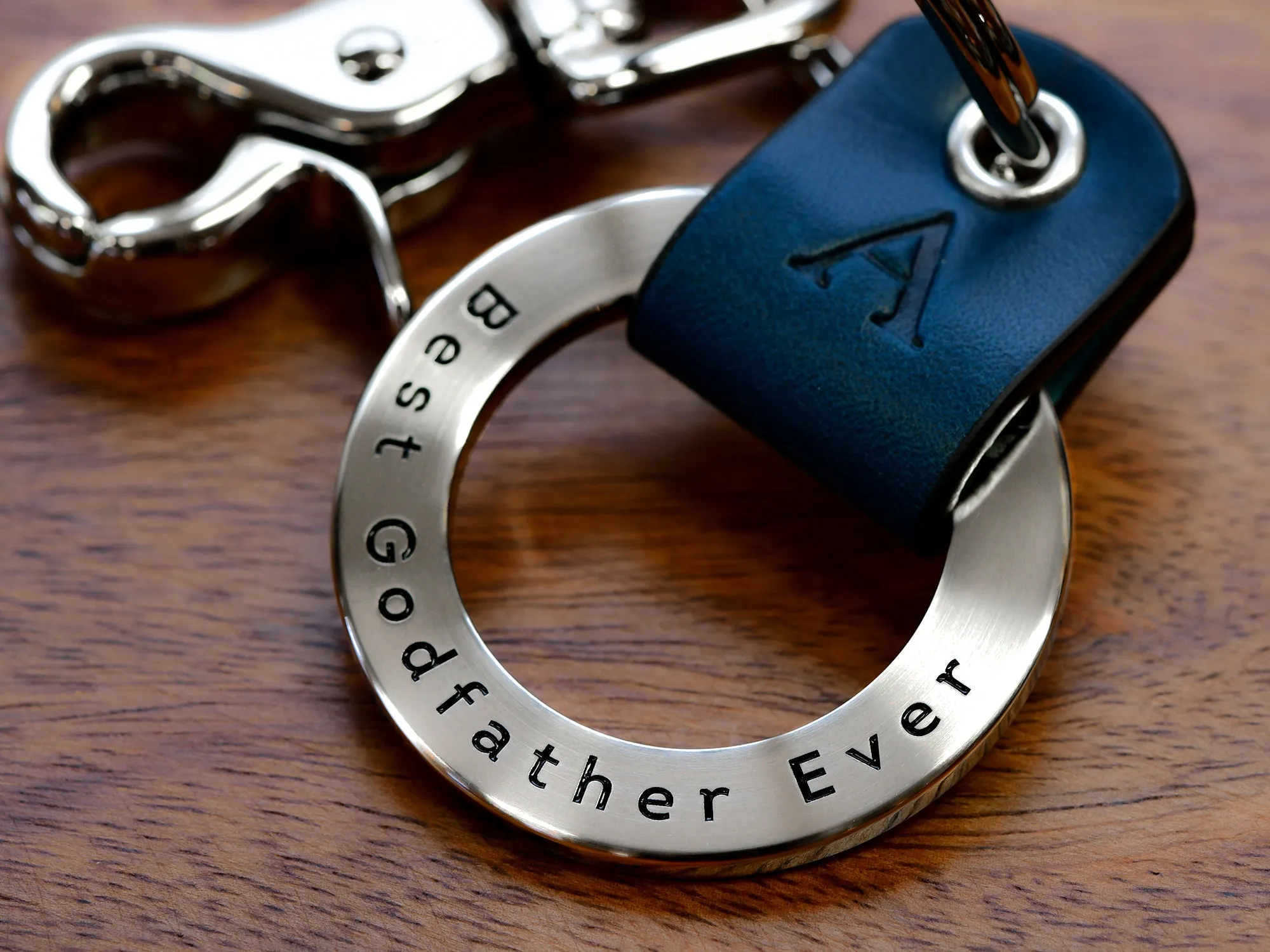 Custom Coordinates Leather Key Chain Ring