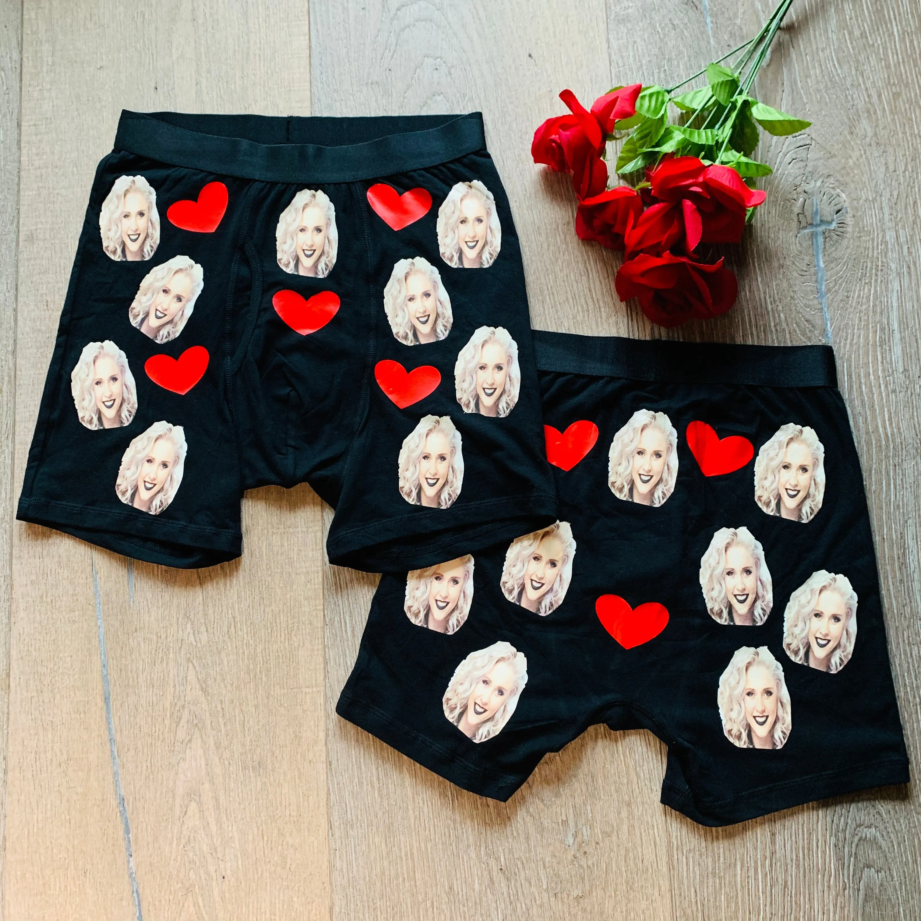 Custom Photo Underwear, Matching Set of Face Panties and Boxer Bundle, Couples Gift Set