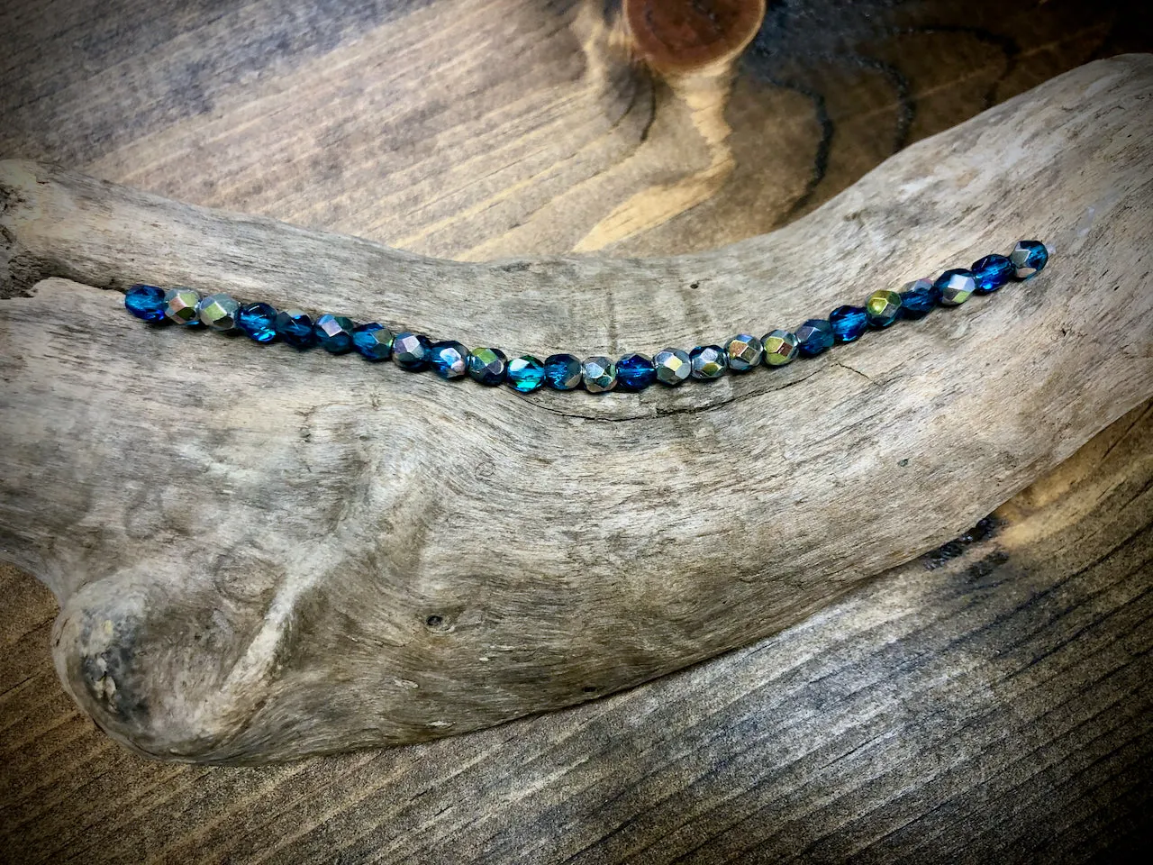 Czech Glass Fire Polished Bead Strand - Faceted Rounds - 5mm - 5”