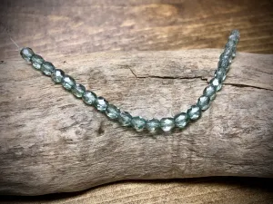 Czech Glass Fire Polished Bead Strand - Faceted Rounds - 5mm - 5”