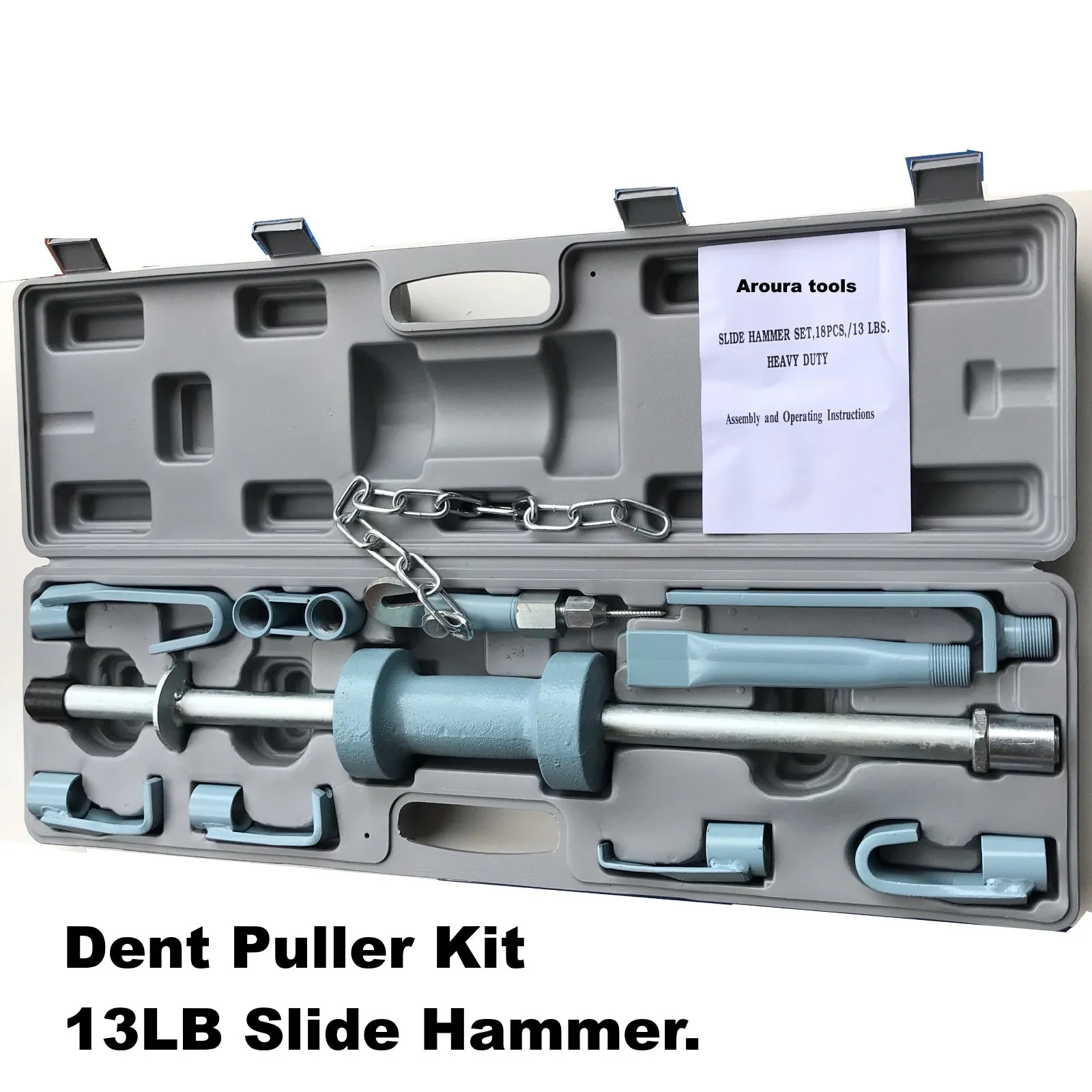 DENT PULLER KIT 13 LB SLIDING HAMMER - NEW IN CASE.