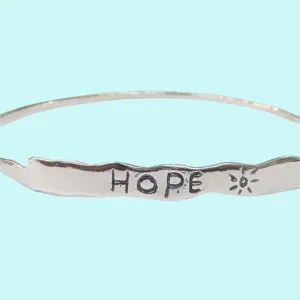 Designer silver bangles Israeli jewelry sterling silver bangle bracelet Hope.
