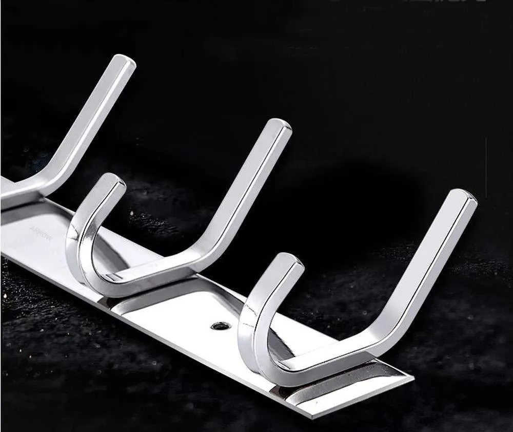 Dosens Coat Hook Rack Wall Mount SUS-304 Stainless Steel Hanger Clothes Hat Holder 10 Hooks 2-pack