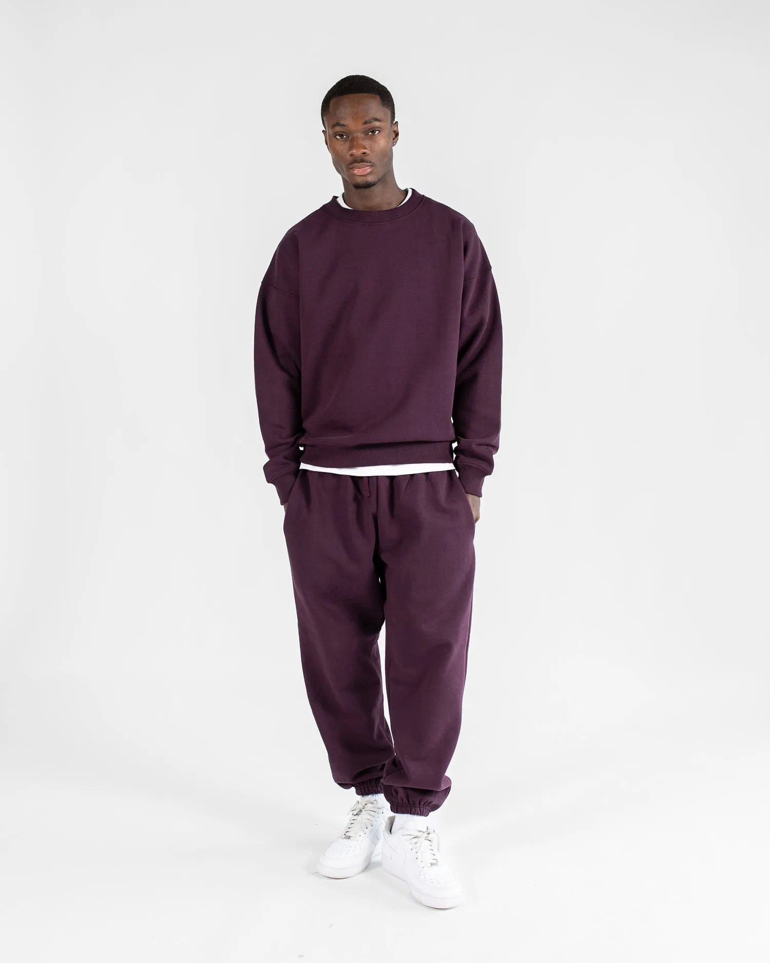 Drop Shoulder Crewneck - Wine