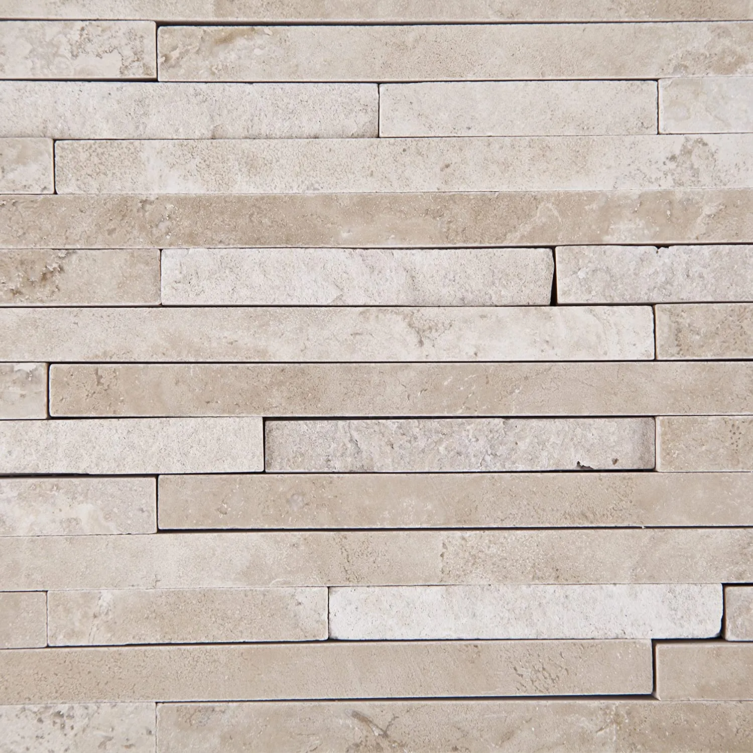 Durango Cream (Paredon) Travertine Polished & Split-faced Random-Strip Mosaic Tile - Sample Piece