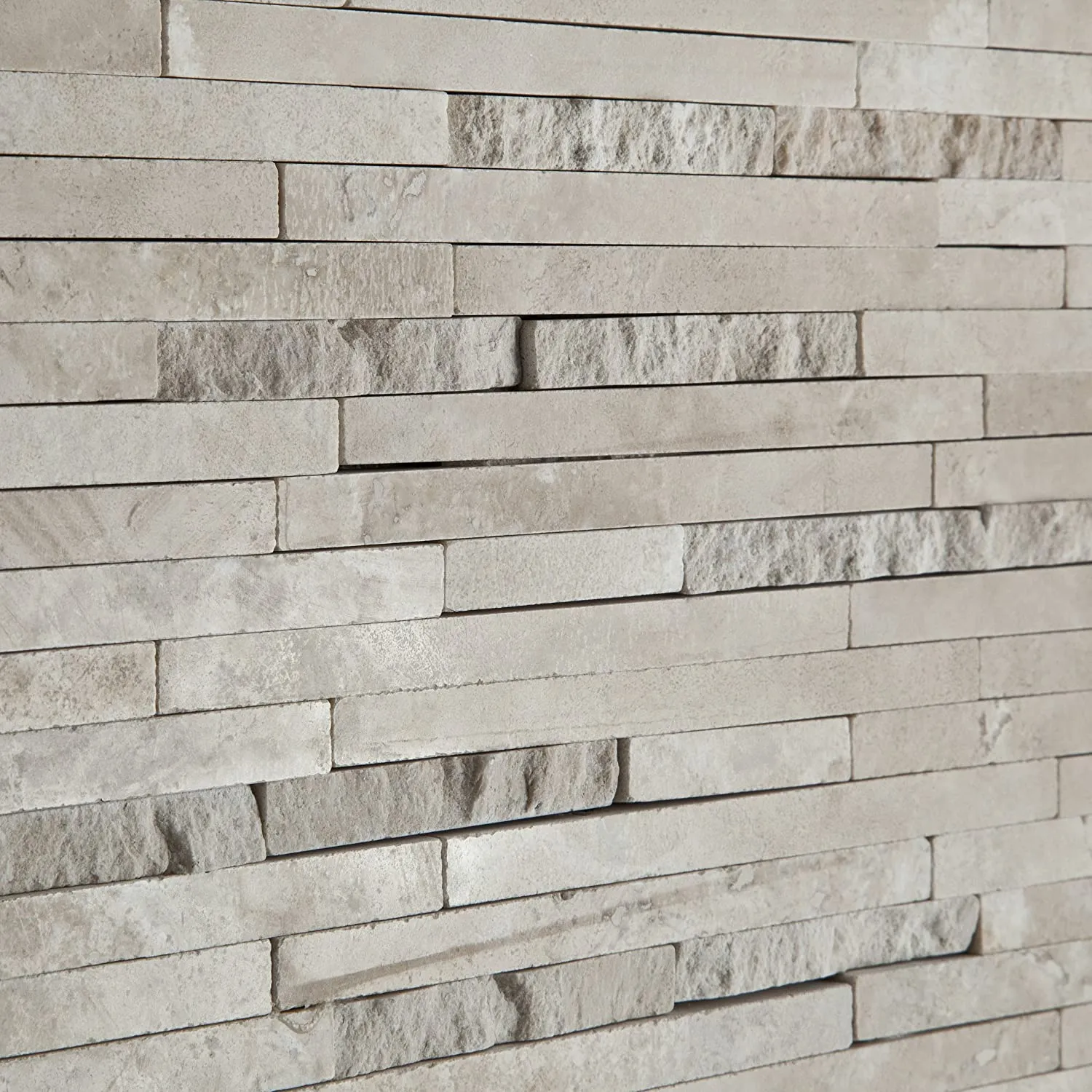 Durango Cream (Paredon) Travertine Polished & Split-faced Random-Strip Mosaic Tile - Sample Piece