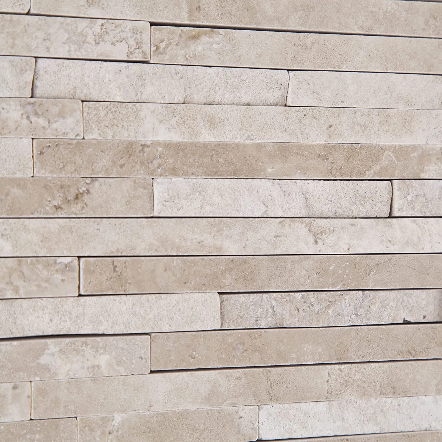 Durango Cream (Paredon) Travertine Polished & Split-faced Random-Strip Mosaic Tile - Sample Piece